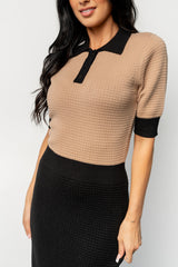 Gwendolyn Collared Midi Dress | Black + Mocha