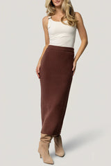 Blair Rib Knit Skirt | Mahogany