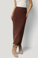 Blair Rib Knit Skirt | Mahogany