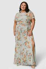 Naomi Short Sleeve Maxi Dress | Sage Floral