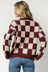 Quincy Checkered Sweater | Burgundy