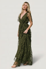 Marseille Embossed Maxi Dress | Olive