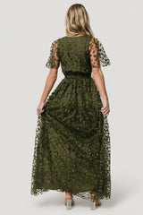 Marseille Embossed Maxi Dress | Olive