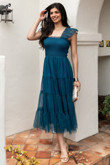 Emma Smocked Tulle Dress | Teal