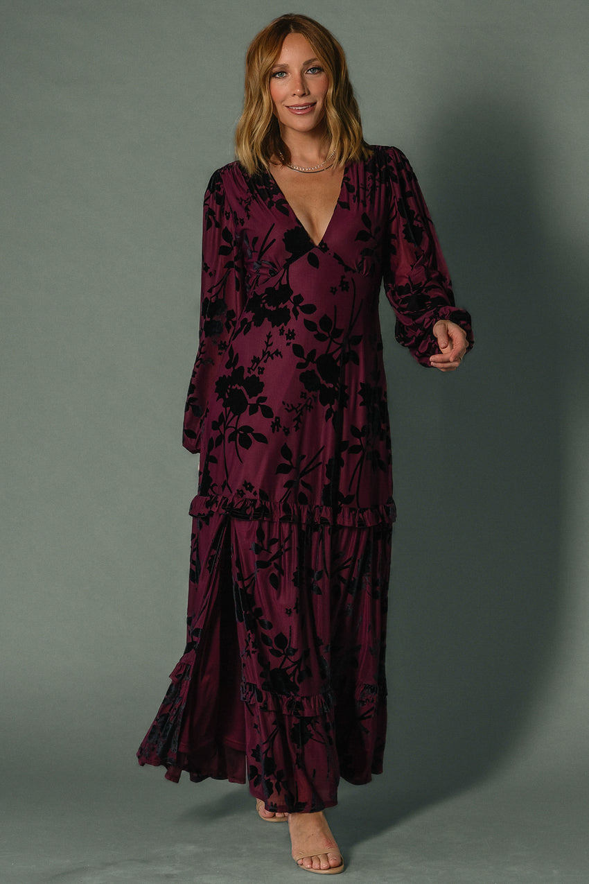 Liana Velvet Embossed Maxi Dress | Mulberry