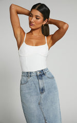 Daramie Bodysuit - Underbust Detail Bodysuit in White