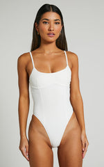 Daramie Bodysuit - Underbust Detail Bodysuit in White