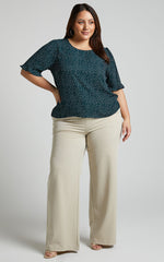 Eleanor Top - Short Sleeve Top in Green Spot