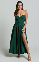 Elijah Maxi Dress - Bust Cup Tie Strap Dress in Forest Green