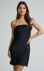 Elliott Mini Dress - Strapless Cowl Back Dress in Black