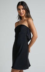 Elliott Mini Dress - Strapless Cowl Back Dress in Black