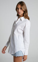 Estella Shirt - Relaxed Button Up Shirt with Wide Cuff in White