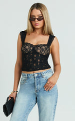 Francis Top - Lace Balconette Crop Top in Black