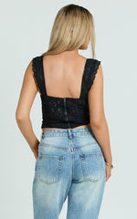 Francis Top - Lace Balconette Crop Top in Black