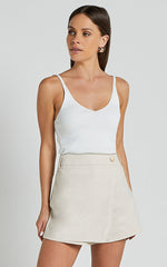 Gerry Skort - Twill Wrap Front Skort in Oyster