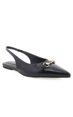 Billini - Havilah Flats With Gold Hardware Detail in Black Shine