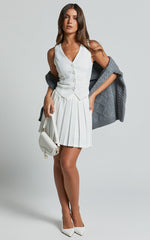 Harlee Vest - Fitted V Neck Tailored Vest Top in White