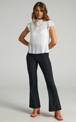 Harlow Top - High Neck Pleated Workwear Top in White