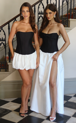 Santana Maxi Dress - Contrast Strapless Fit And Flare Dress in Black/White