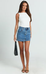 Jerri Top - Boat Neck Low Back Fitted Top in Off White