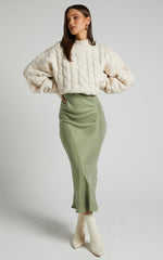 Kaya Midi Dress - Cupro Slip Dress in Moss