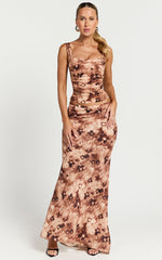 Lioness - Hudson Maxi Skirt in Chocolate Floral