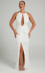 Banneth Midi Dress - Open Front Formal Dress in White