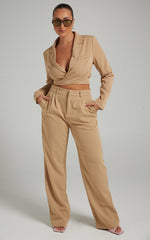 Lorcan Pants - High Waisted Tailored Pants in Camel