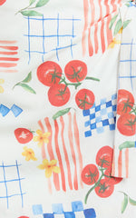 Mikayla Mini Linen Blend Skirt - Fitted Wrap Tie Front Skirt in Pomodoro Paradise Print
