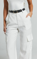 Miranda Pants - High Waisted Wide Leg Cargo in White