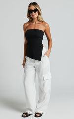 Miranda Pants - High Waisted Wide Leg Cargo in White