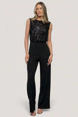 Niya Sequin Jumpsuit | Black