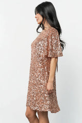 Asta Sequin Shift Dress | Rose Gold