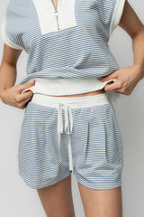Leah Half Zip Lounge Set | Blue