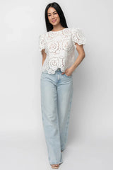 Delphine Floral Top | Off White