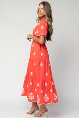 Delilah Embroidered Maxi Dress | Red