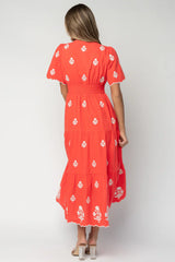 Delilah Embroidered Maxi Dress | Red