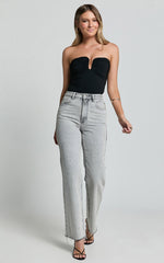 Petra Top - Gathered Cut Out Jersey Top in Black