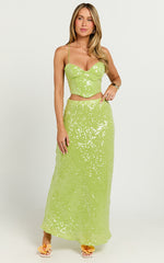 Phoebe Two Piece Set - Corset and Bias Cut Skirt Set in Green