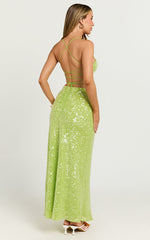 Phoebe Two Piece Set - Corset and Bias Cut Skirt Set in Green