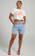 Slow Down Tee - Crop Tee in White