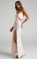 Reviena Maxi Dress - Cut Out Cowl Neck Dress in Dusty Pink