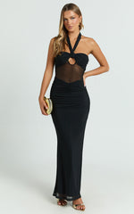 Rochelle Maxi Dress - Multi Wear Sheer Bodysuit Dress in Black