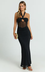 Rochelle Maxi Dress - Multi Wear Sheer Bodysuit Dress in Black