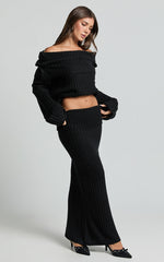 SNDYS The Label - Brooks Off Shoulder Jumper in Black