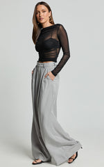 Sandara Top - Long Sleeve Sheer Top in Black