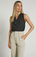 Serena Top - Cowl Neck Sleeveless Top in Black