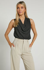 Serena Top - Cowl Neck Sleeveless Top in Black