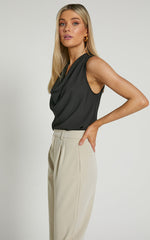 Serena Top - Cowl Neck Sleeveless Top in Black