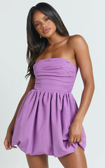 Shaima Mini Dress - Strapless Bubble Hem Dress in Orchid